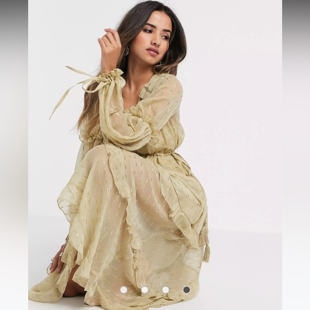 ASOS Gold Ruffled Dress - Picture 4 of 8